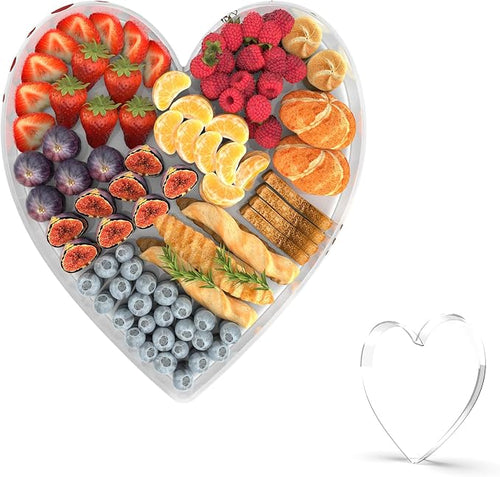 13.8" Acrylic Heart Shaped Charcuterie Tray, Reusable Serving Cake Candy Dish by Tdsuco