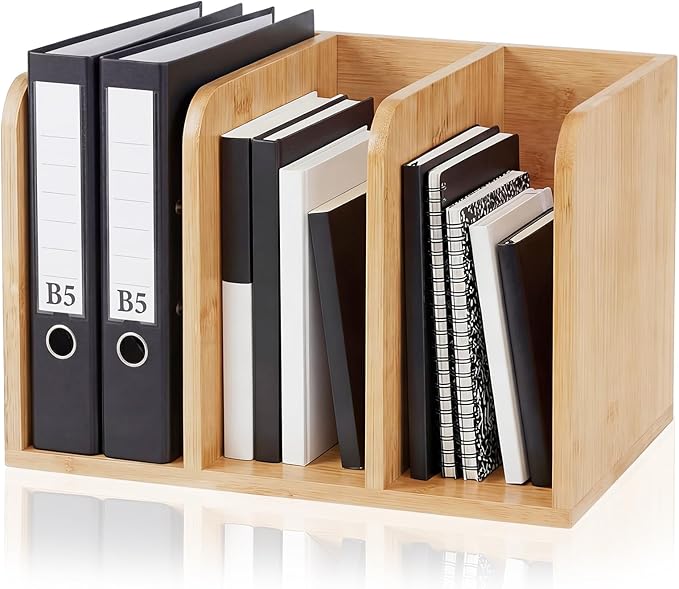 Novabright Bamboo Wooden File Magazine Holder Desk Organizer, 3 Vertical by Unknown