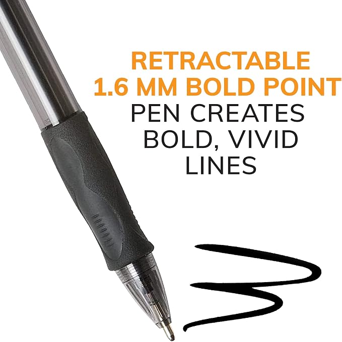 BIC Glide Bold Black Ballpoint Pens, Bold Point, 4-Count Pack, Retractable - Image 8