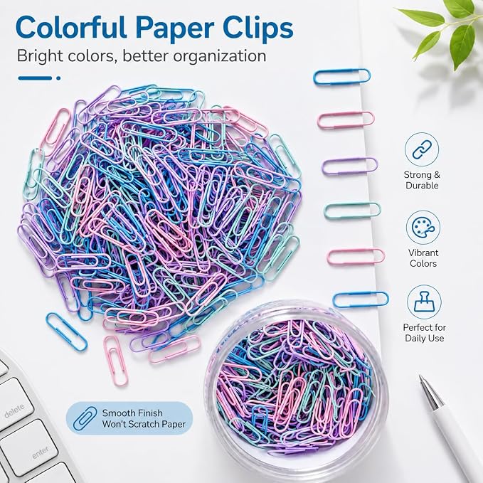 Colored Paper Clips, Strong Hold, Color-Coded Organization, Boxed - Image 5