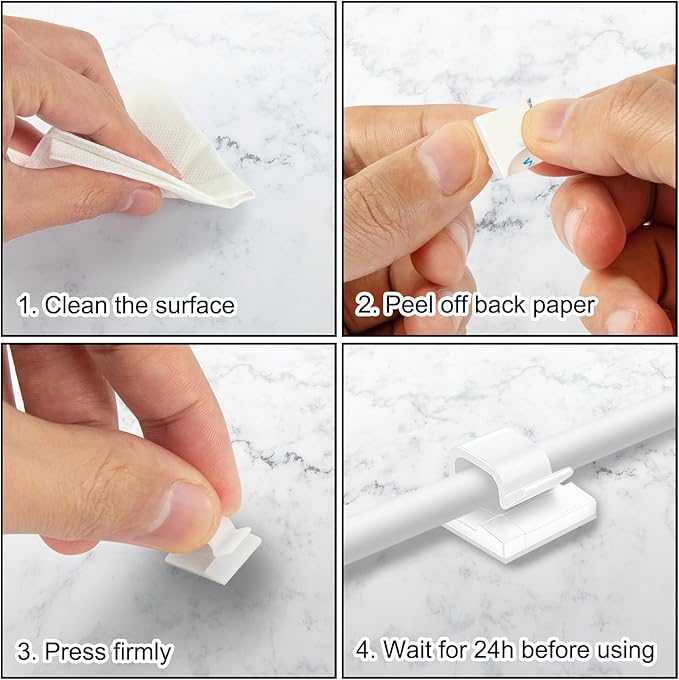 130 Pcs Cable Clips, Adhesive Cable Organizer Cord Holder Wire Clip Wire - Image 5