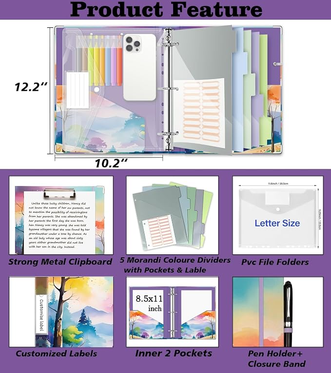 3 Ring 1 Inch Binder Organizer, KLLVE Three Ring Binders - Image 2