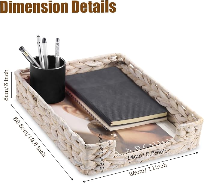 Set of 2 Water Hyacinth Letter Tray - Image 2