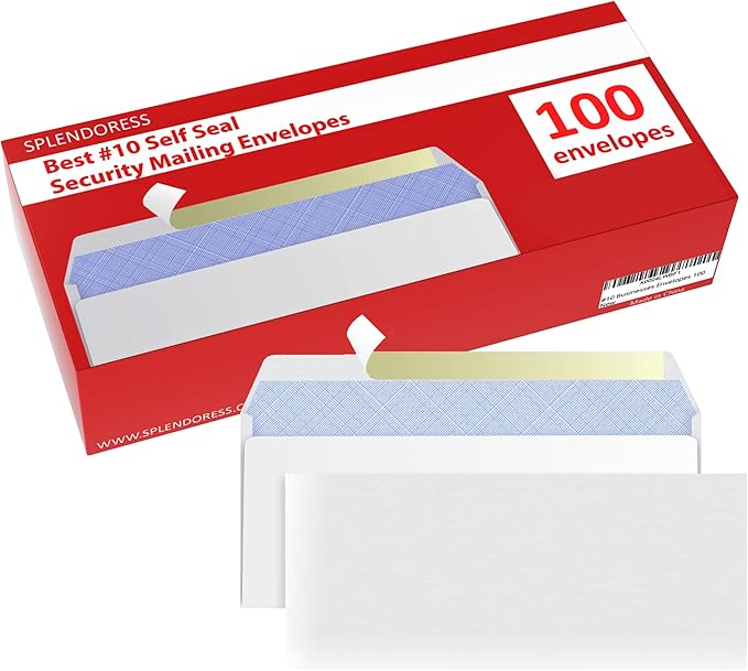 #10 Envelopes Letter Size Self Seal | 100 Business Mailing Security Peel and - Image 5