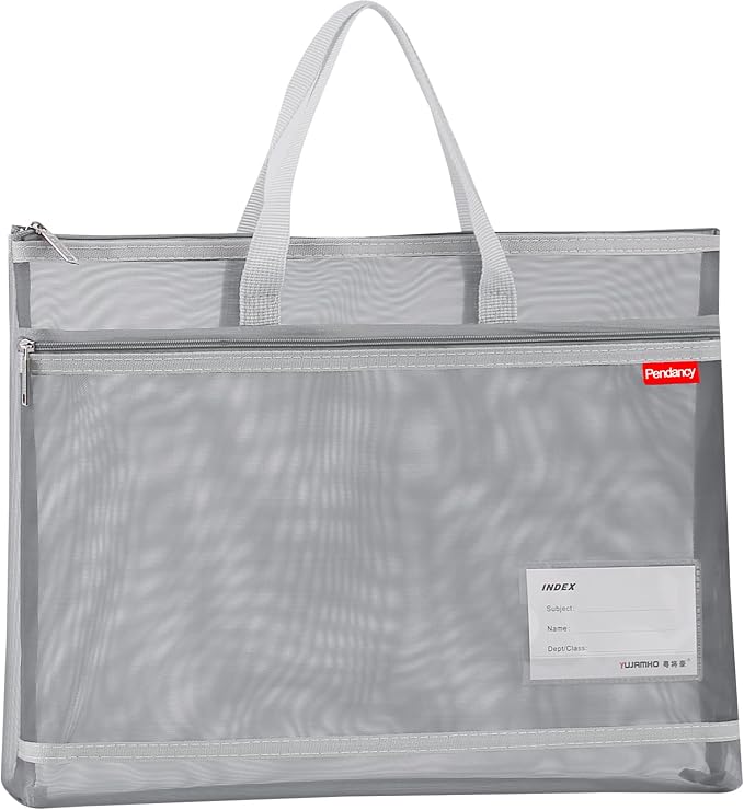 Pendancy Mesh Zipper Pouch A3 Size, Large Double Pocket Lightweight Nylon by Pendancy