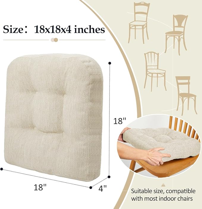 downluxe Chair Cushions for Dining Chairs 4 Pack, Tufted Indoor Chair Pads - Image 4