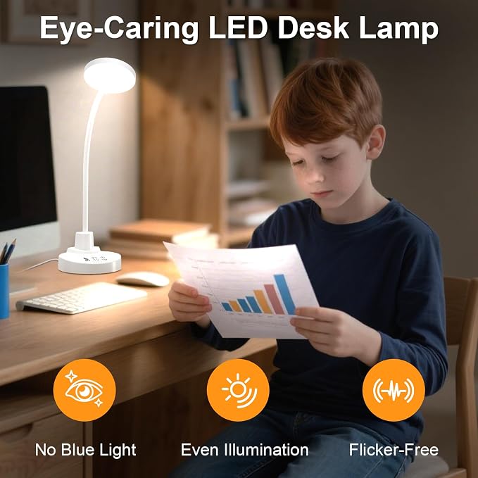 15W LED Desk Lamp with USB Charging Ports – Dimmable Table Lamp with 3 Color - Image 3