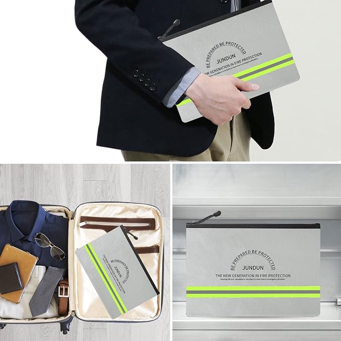 JUNDUN Fireproof Document Bag, 14.2”x 10.0”Waterproof and Fireproof Money Bag - Image 7