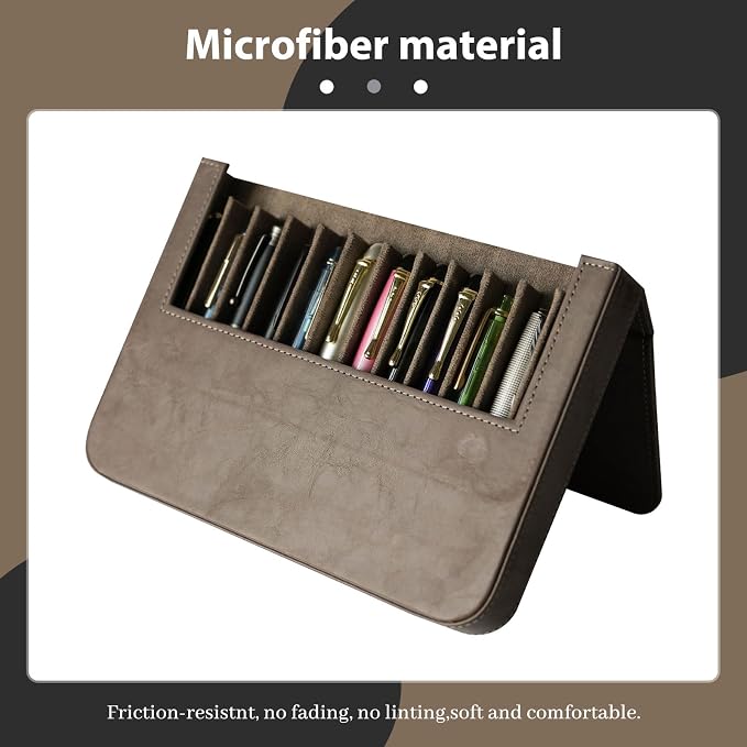 PU Leather 12 Fountain Pen/Pencil Tray Case Organizer, Fashion Design, Magnetic - Image 4