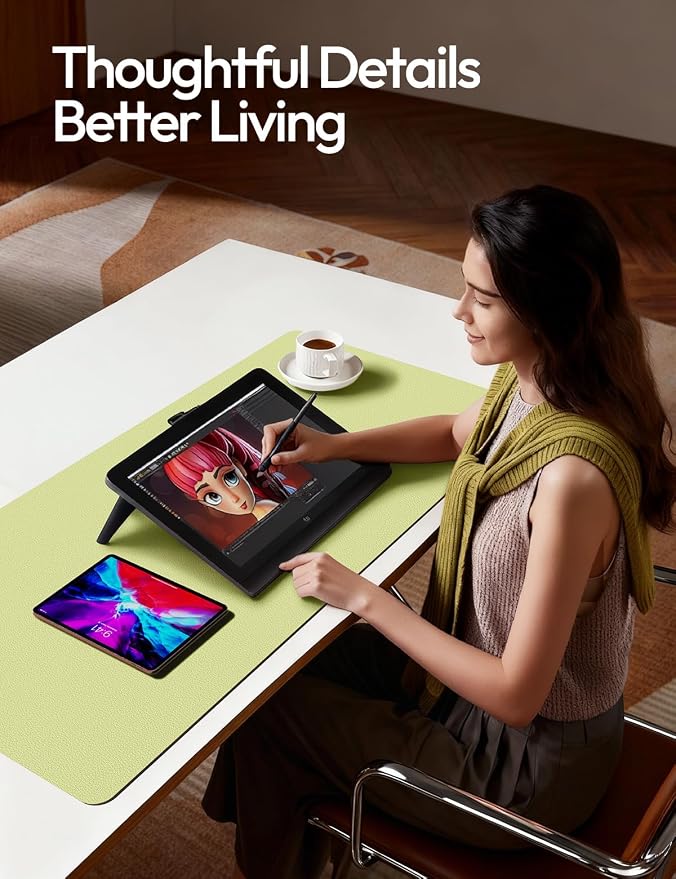 YSAGi Leather Desk Pad Protector, Office Desk Mat, Large Mouse Pad, Non-Slip PU - Image 3