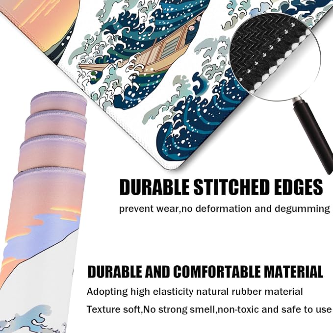 Japanese Large Mouse Pad, DeskMat Office Desk Pad, Extended Large MouseMat - Image 2
