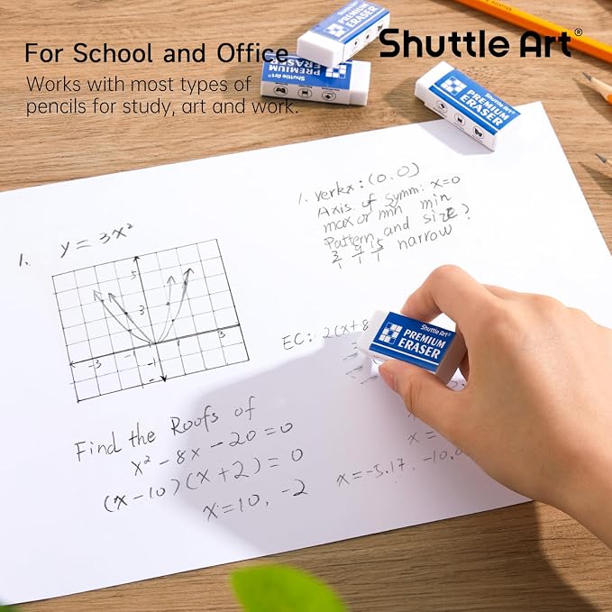 Erasers, Shuttle Art 144 Pack Premium Eraser Bulk - Image 4