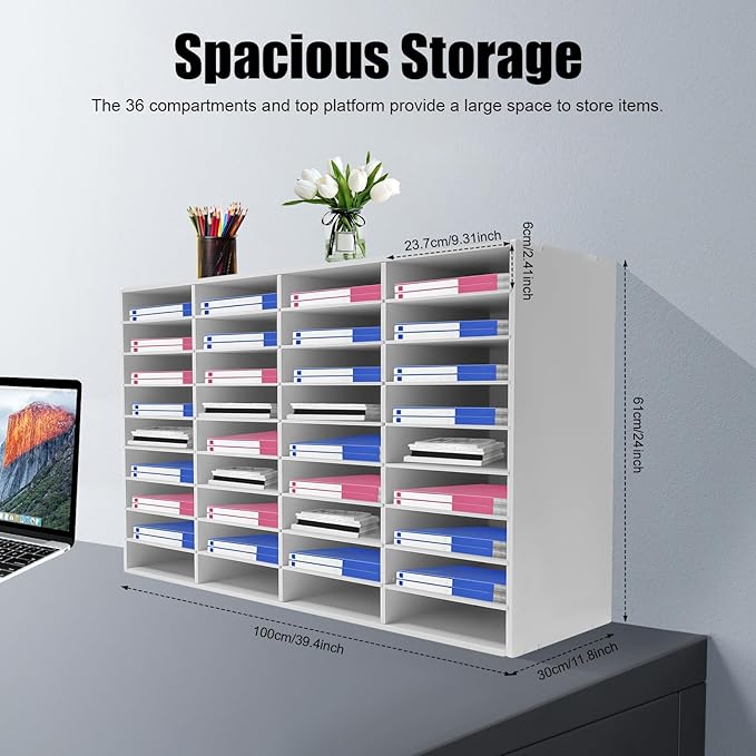 Literature Organizer, Desktop File Sorter Mail Center, Paper Storage Cabinet - Image 5