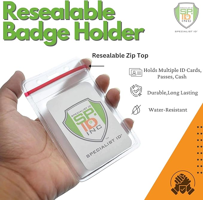 Bulk 100 Pack - Heavy Duty Clear Vinyl Badge Holders - Image 2