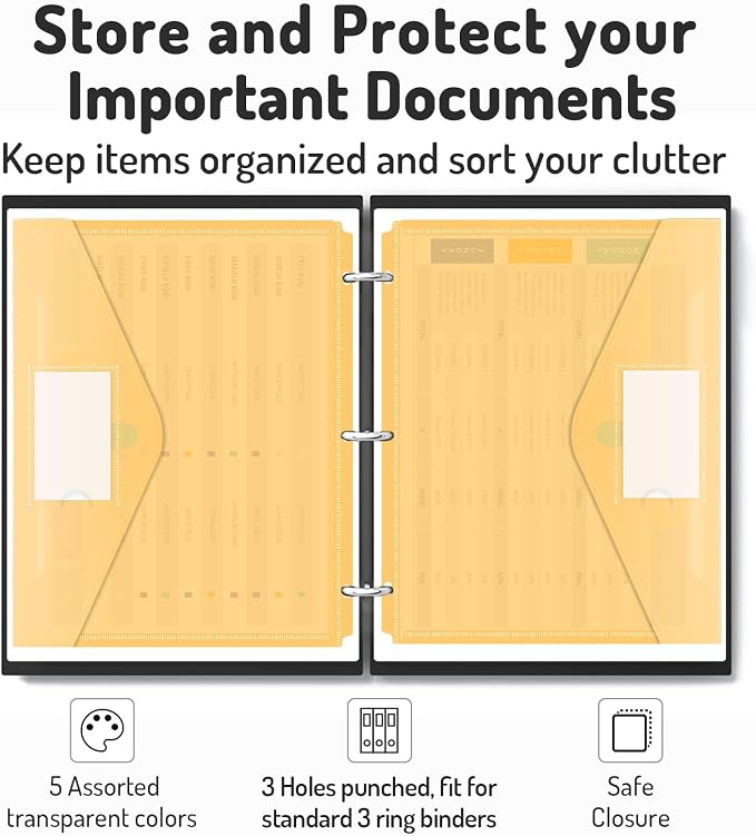 Forvencer Binder Pocket, 5 Pack Super Heavyweight Plastic Folders - Image 3