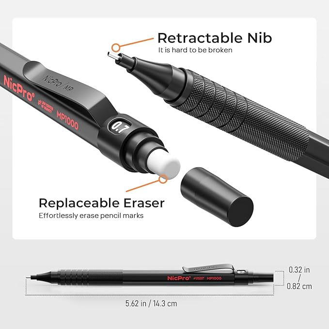 Nicpro 2 PCS Mechanical Pencil 0.5mm & 0.7 mm - Image 3