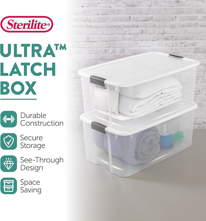 Sterilite 4-Pack Ultra Latching Box, Storage Bins - Image 2