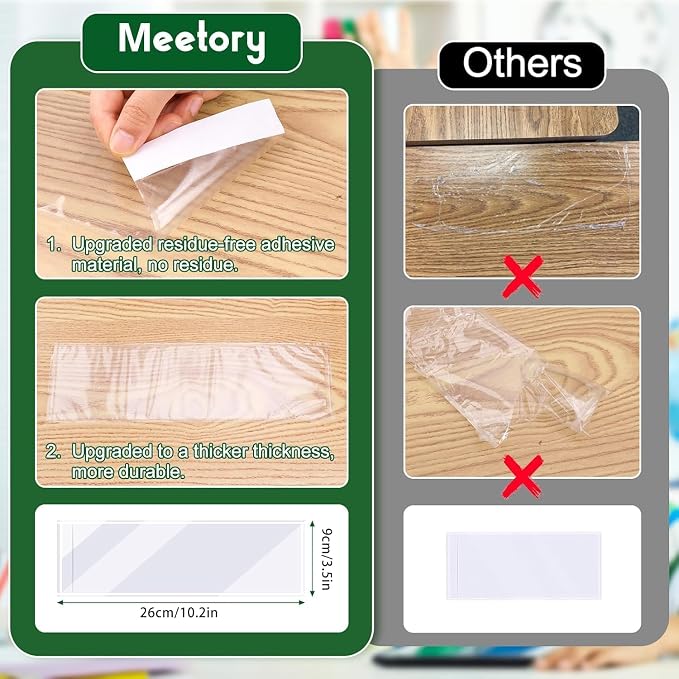Meetory 36 PCS Upgraded Nameplate Pocket, 10.2''x 3.5'' Self Adhesive Desk - Image 3