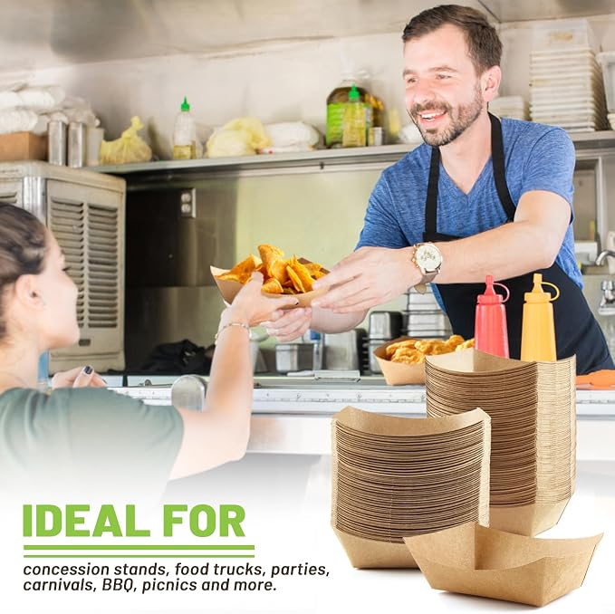 ZORRITA Small Paper Food Trays, 1 Lb, 100 Pack | Disposable, Kraft Brown Food - Image 7