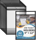 Binditek 12 Pack Heavy Duty Job Ticket Holders, 9 x 12 Inch Black Dry Erase by Binditek