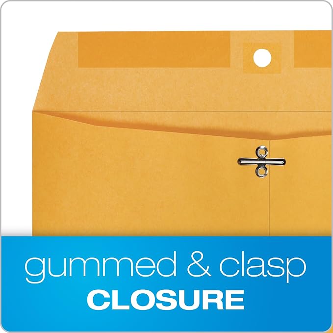 Quality Park 10 x 13 Clasp Envelopes, Moisture-Activated Adhesive - Image 3