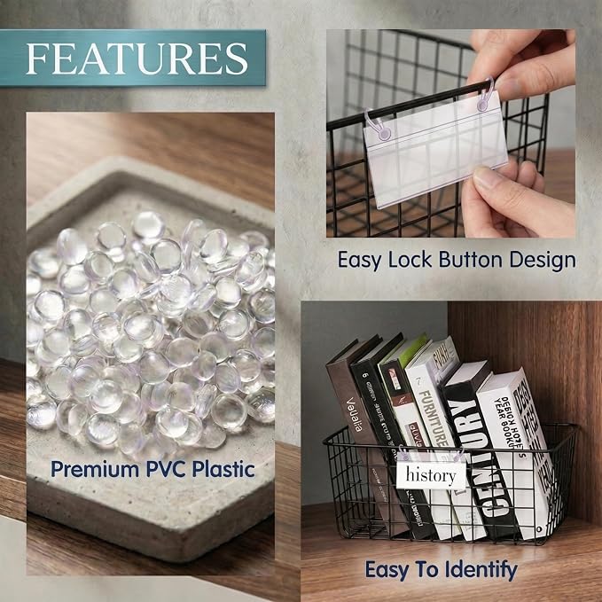 Basket Label Holders, ELEMGULY 30PCS Plastic Basket Label Clips - Image 4