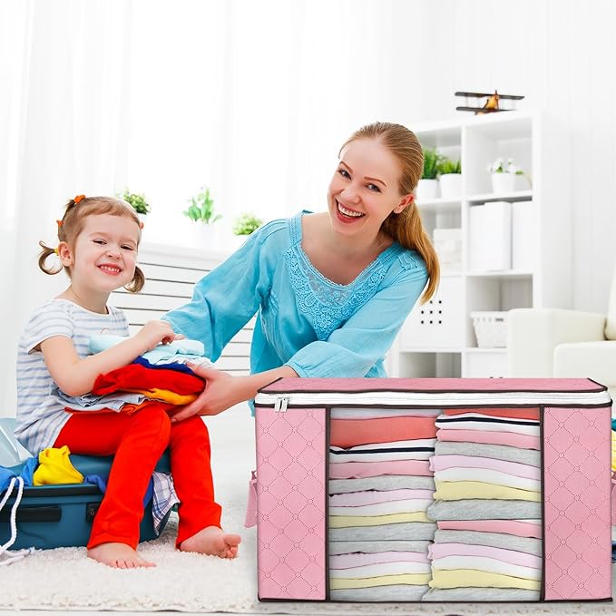 Budding Joy 90 L Large Storage Bags, 6 Pack Clothes Bins Foldable Closet - Image 6
