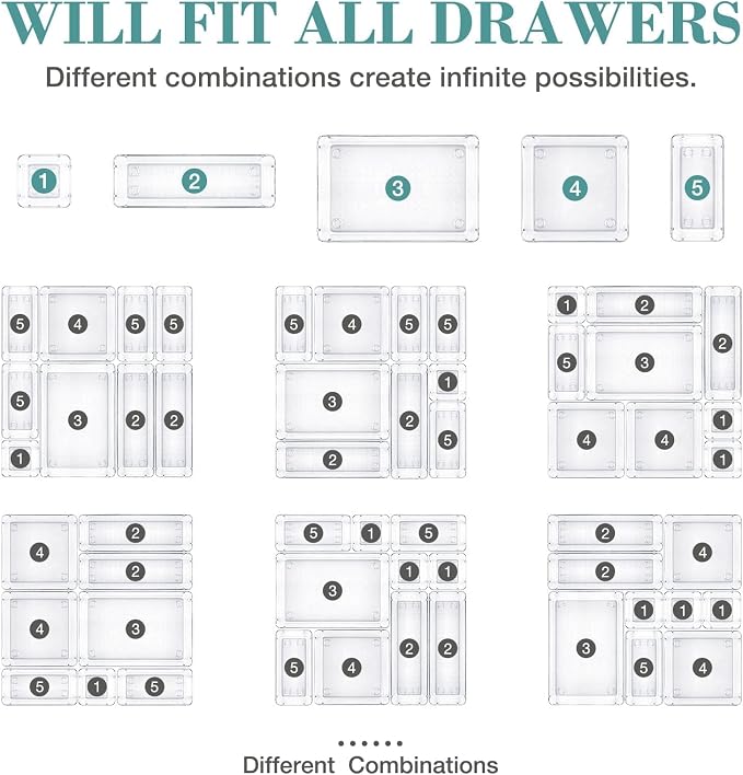 StorMiracle 16 PCS Drawer Organizer Set, 5 Varied Size Bathroom and kitchen - Image 4