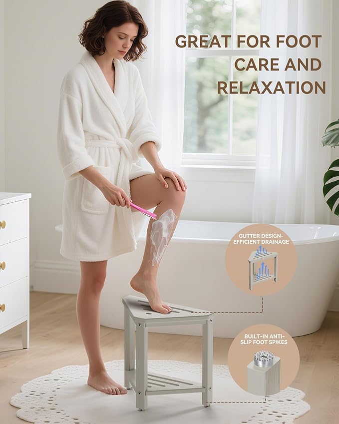 Shower Foot Rest 15in, HDPE Waterproof Shower Stool - Image 3