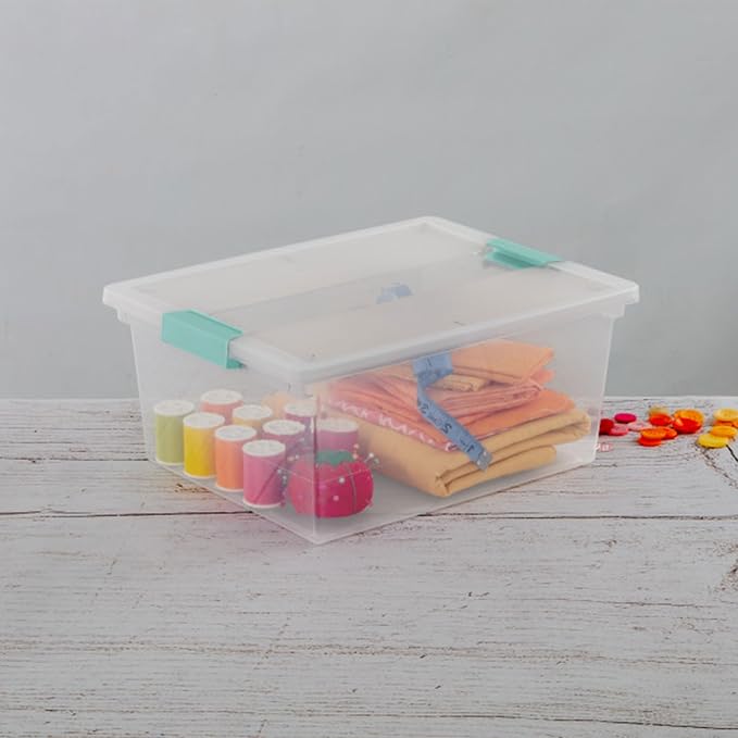 Sterilite 4-Pack Clip Box, Large Stackable Plastic Storage Bins w/ Latching Lids - Image 8