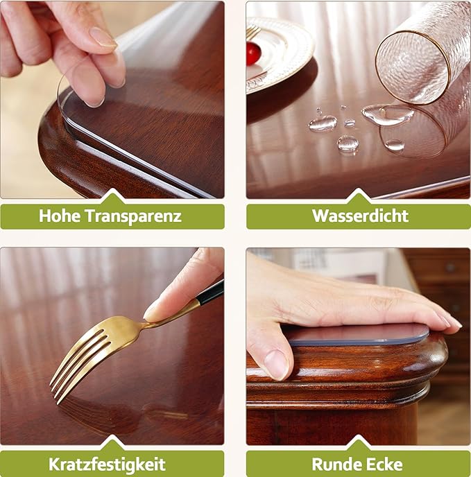 OstepDecor 48 x 48 Inch Clear Table Cover Protector, 2mm Thick Clear Plastic - Image 3