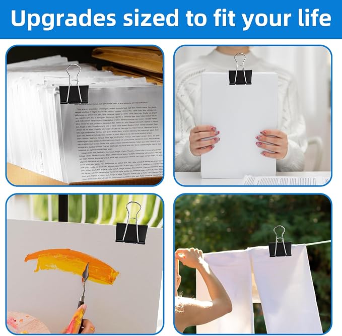 Jumbo Binder Clips 3 inch, 75mm Width, 6 Pack Extra Large Binder Clips - Image 7