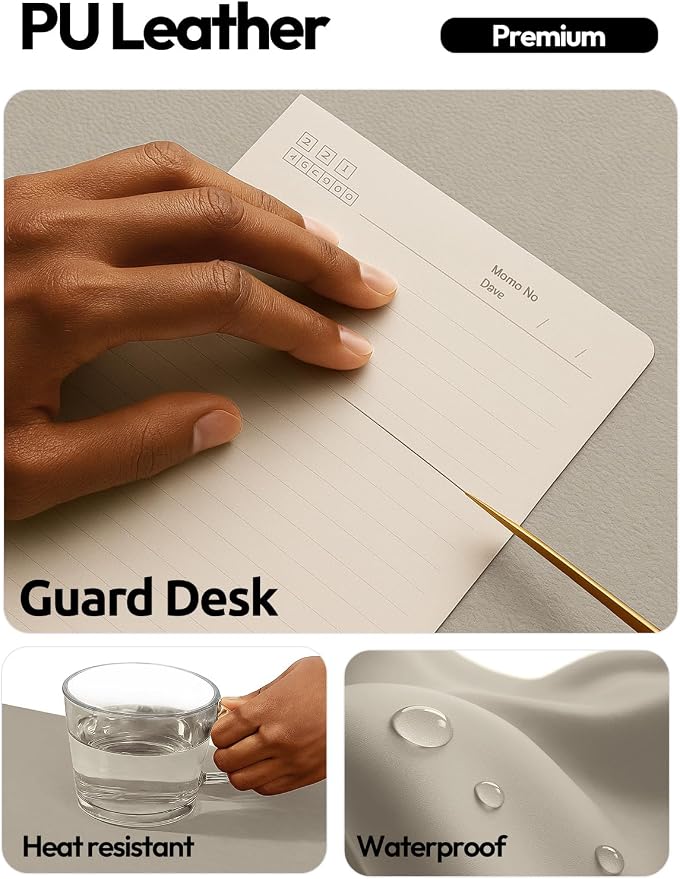 YSAGi Leather Desk Protector, Office Mat, Large Mouse Mat, Non-Slip PU Leather - Image 3