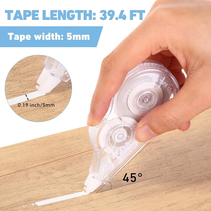 AmazingSpark 200 Pcs Correction Tape Bulk 39.4 ft White Wrong out - Image 4