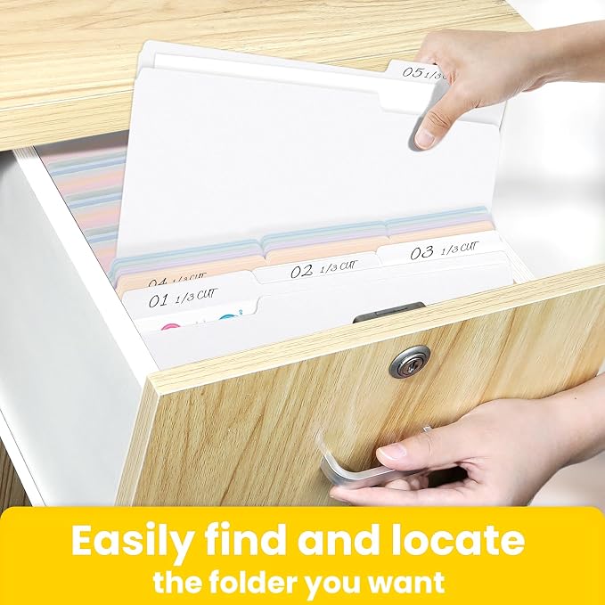 SUNEE File Folders, 18 Pack Manilla Folders 8.5 x 11, 1/3 Cut Tab - Image 5