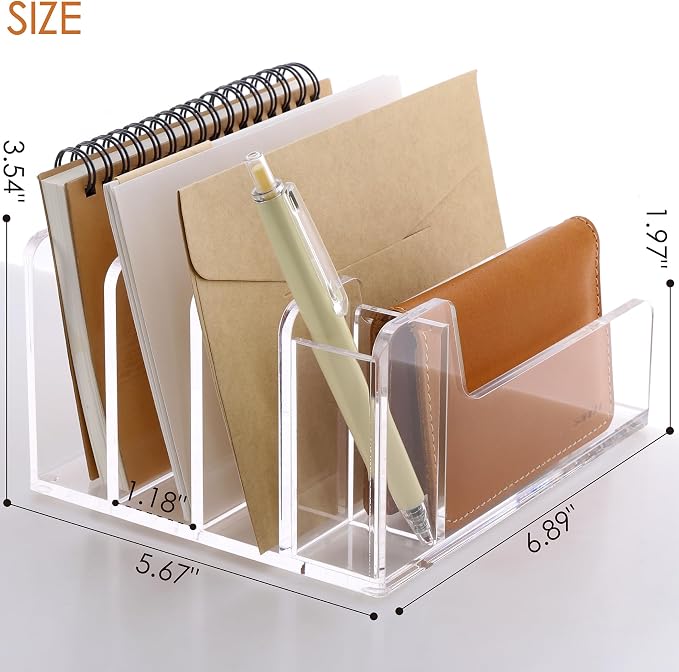 SANRUI Acrylic Mail Organizer, 5 Compartments File Holder - Image 9