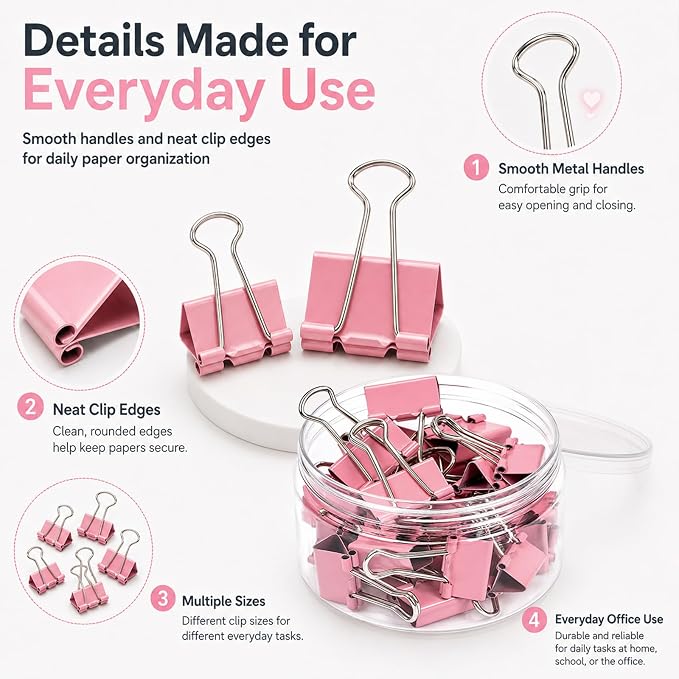 Binder Clips Assorted Sizes, Morandi Colors, Durable Metal Binder Clips - Image 3