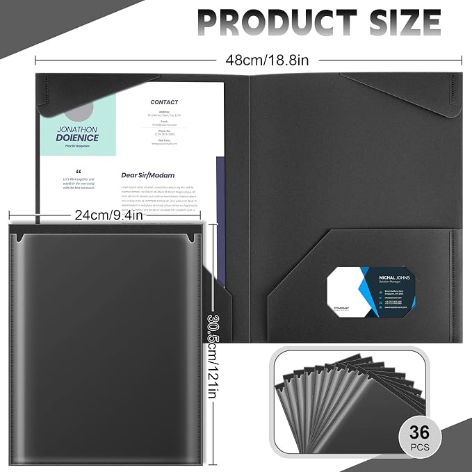 Henoyso 36 Pack Black Plastic Folders - Image 2