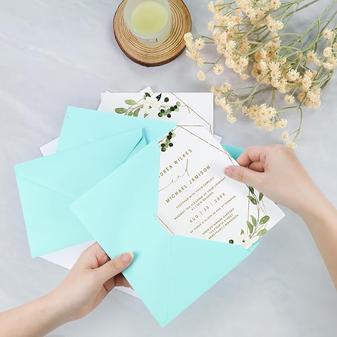 100 Pack A7 Envelopes, Light Blue Greeting Card Envelopes Self Seal, 5.24 x - Image 5