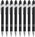 Bribobo 8 Pack Black Ballpoint Pen 2-in-1 Stylus by Bribobo