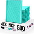 Fuxury Small Bubble Mailers 4x8 Inch 500 Pack, Teal Bubble Mailer, Self Seal by Fuxury