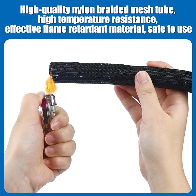 Pangda 50ft Split Wire Loom Tubing Flame Retardant Braided Cable Sleeve Split - Image 2