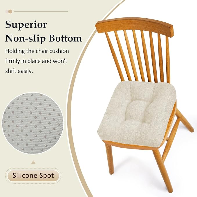 downluxe Chair Cushions for Dining Chairs 2 Pack, Tufted Indoor Chair Pads - Image 3