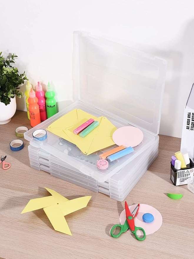Denkee 4 Pack A4 Paper Organizer Box, Plastic Scrapbook Paper Organizer - Image 6