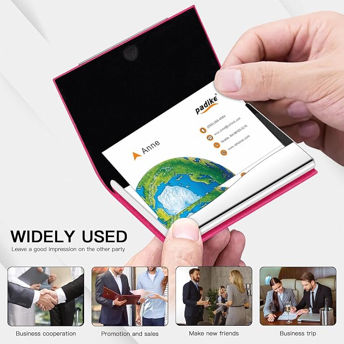 Padike Business Card Holder, Business Card Case Professional PU Leather & - Image 6