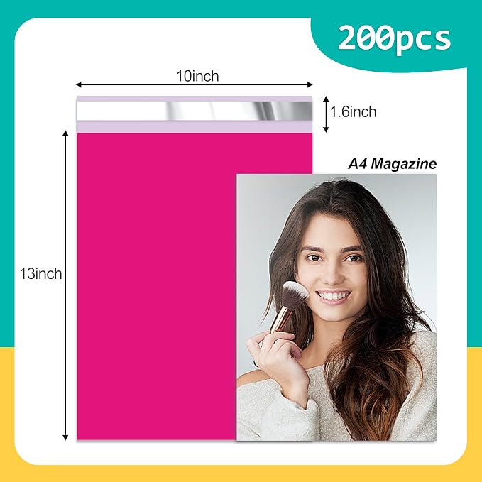 Poly Mailers 10x13 inch 200 Pcs, Rose Red Plastic Mailing Envelopes - Image 2
