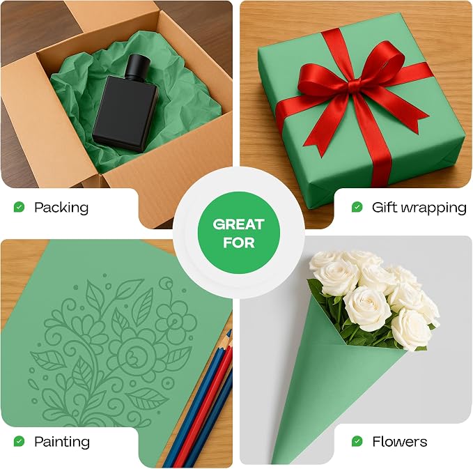 Christmas Green Kraft Paper Roll 48" x 1200" - Image 6