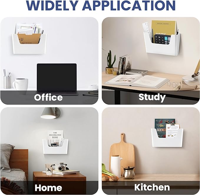 JOMOLA No Drilling File Holder 3 Pack Mail Organizer Wall Mount File Organizer - Image 3