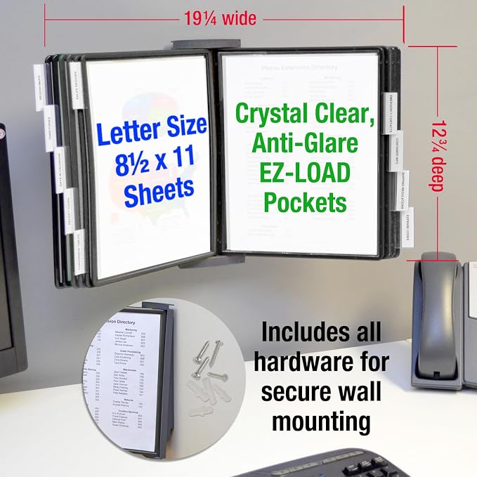 Ultimate Office AdjustaView FastFind 10-Pocket Wall Mounted Reference Display - Image 6