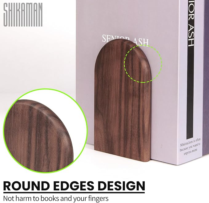 Book Ends, 2 Pair Medium Bookends Wood Book Ends Universal Economy Bookend - Image 2